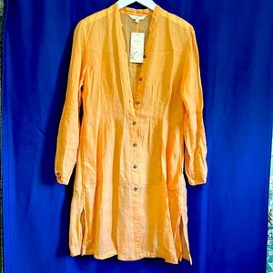 Kleen NWT long sleeve linen XS spring dress/tunic top- CUTE! Peach perfect!